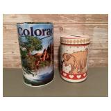 Tin Colorado & dog coin banks