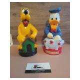 Donald duck and Pluto plastic coin banks