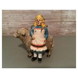 Vintage cast iron Mary and her lamb coin bank