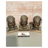 3- Vintage  Indian head metal coin bank,