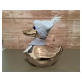 Silver plated duck coin bank