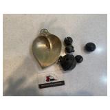 Vintage bells in metal tray