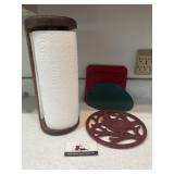 Paper towel holder, hot pad holders, metal trivet