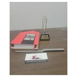 Stock list, Dallas County letter opener, & award