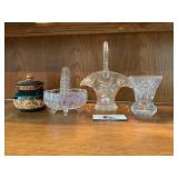 Clear Glassware and Wooden Covered Dish