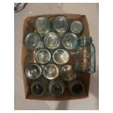 Blue glass canning jars