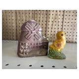 Chalk ware chick and windmill decor