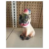 Chalk ware dog with top hat