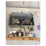Metal toolbox of hardware 14 x 6 x 4 1/2 tall