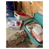 Three totes of Christmas decor
