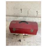 Metal toolbox with contents approximately 19 x 8