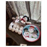 Music snowman beanie bags and plates