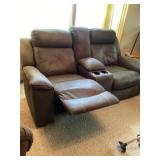 Leather like double recliner bring help to load