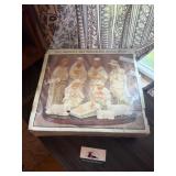 11 piece nativity set, including wood base