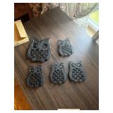 Cast iron owl trivets