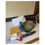 Grocery bags and umbrella