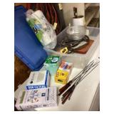 Clear tote with lid of miscellaneous