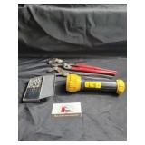 Pliers, bits & flashlight