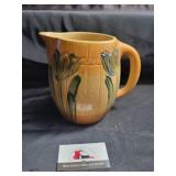 Pottery floral pitcher