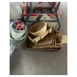 Assorted miscellaneous items, serving baskets,