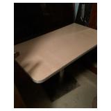 Vintage table and redglass pane