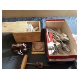 Assorted silverware and other antique items