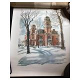 Vintage watercolor reproduction print of Terrace