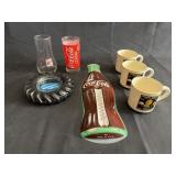 Coca-Cola & 7-Up glasses, Coca-Cola thermometer,