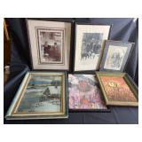 Assortment of framed artwork