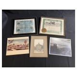 Collection of photos, antique bank checks, &