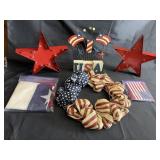 American flag, wreath, other assorted patriotic