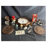 Clock, candle holders, & other assorted decor