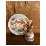 Christmas plate and Santa figures