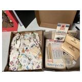 Assorted vintage stamps and accessories