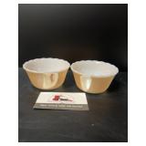 Vintage dessert bowls are the Fire-King "Peach