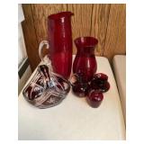 Assorted ruby, red glass