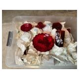 Tote of assorted, ruby, red glassware