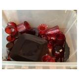 Assorted pieces of ruby red glassware