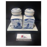 Vintage Delft Blue (Delfts Blauw) condiment set,
