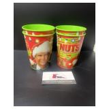 Reusable plastic party cups feature graphics of