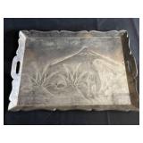 Vintage embossed tin Mexican art serving tray