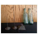 Vintage bottle and office items