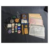 Assortment of buttons, jewelry, & other items