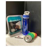 Water bottle and miscellaneous items