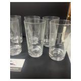 6- heavy bottom tumblers with the initial "DHC"