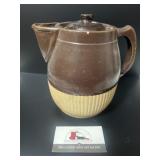 Vintage two-tone stoneware teapot or water pitcher