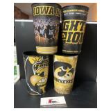 Assorted Iowa Hawkeye game cups