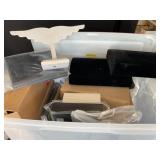 Tote of jewelry display, boxes and misc