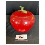 Metal apple cookie jar