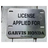 Garvis Honda  Metal plate